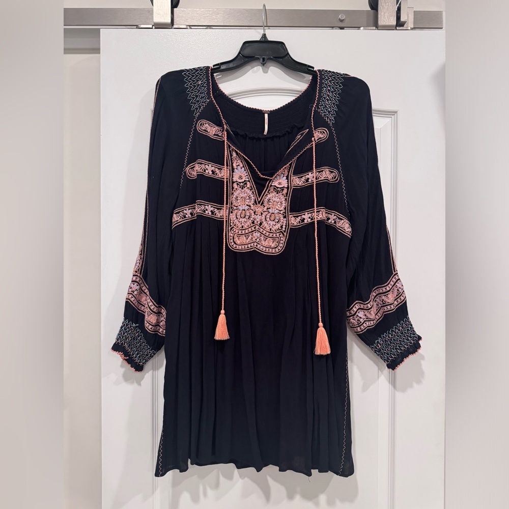 Free People Wind Willow Embroidered Mini Dress Size L